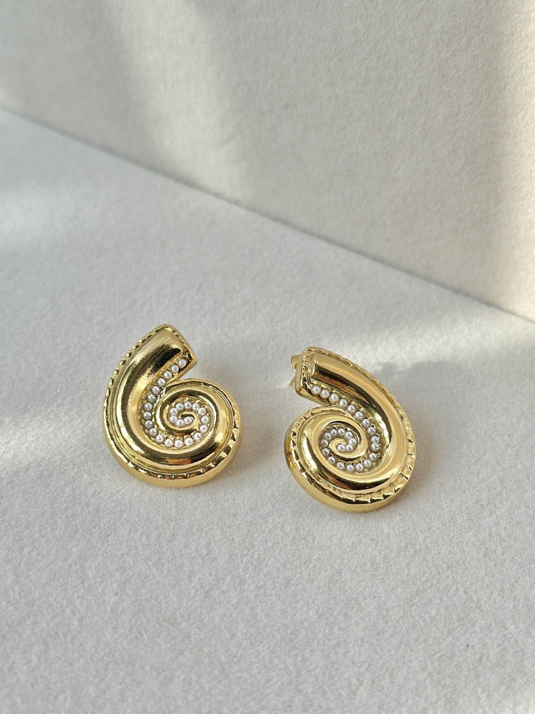 Pearl Spiral Stud Earrings