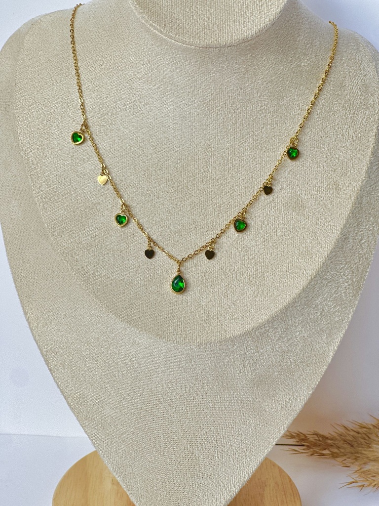 Emerald Heart Charm Necklace