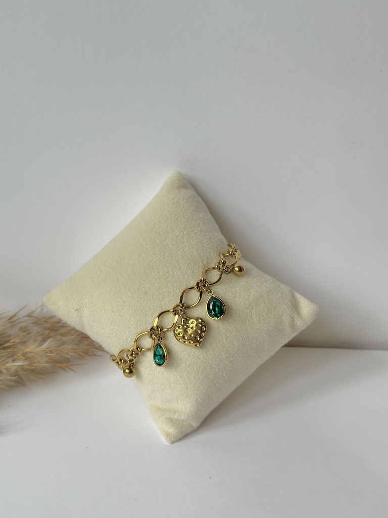 Emerald Heart Charm Bracelet