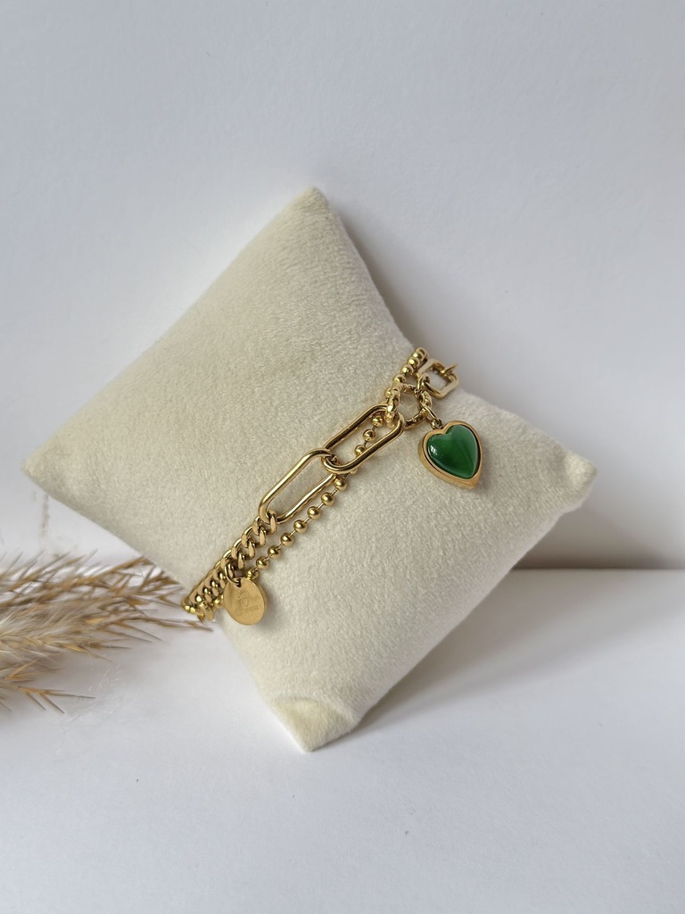 Emerald Heart Link Bracelet
