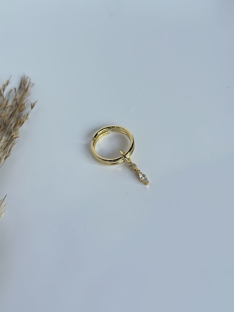 white Crystal Drop Ring