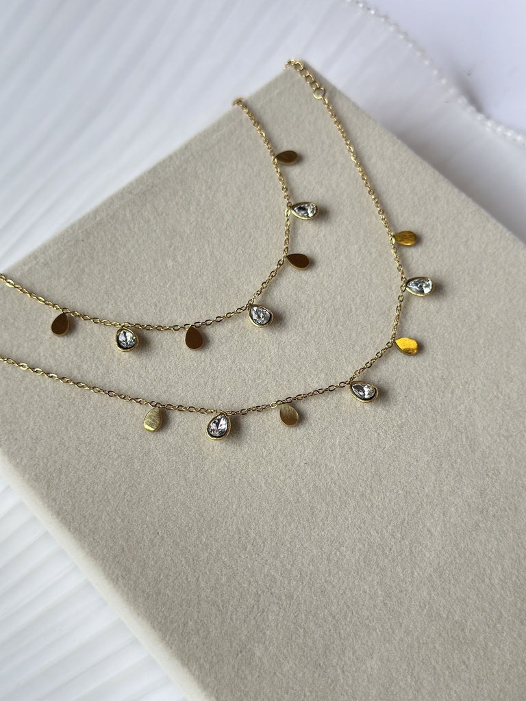 Teardrop Sparkle Anklet Pair