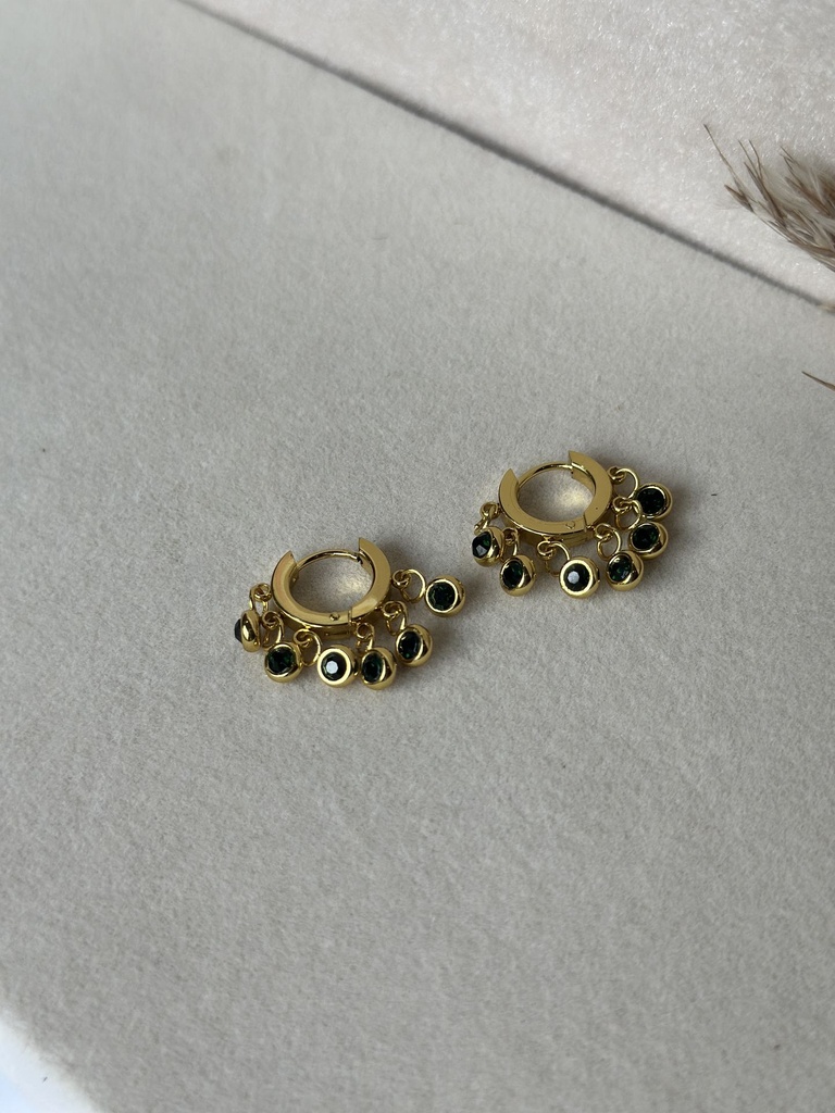 Emerald Charm Hoops