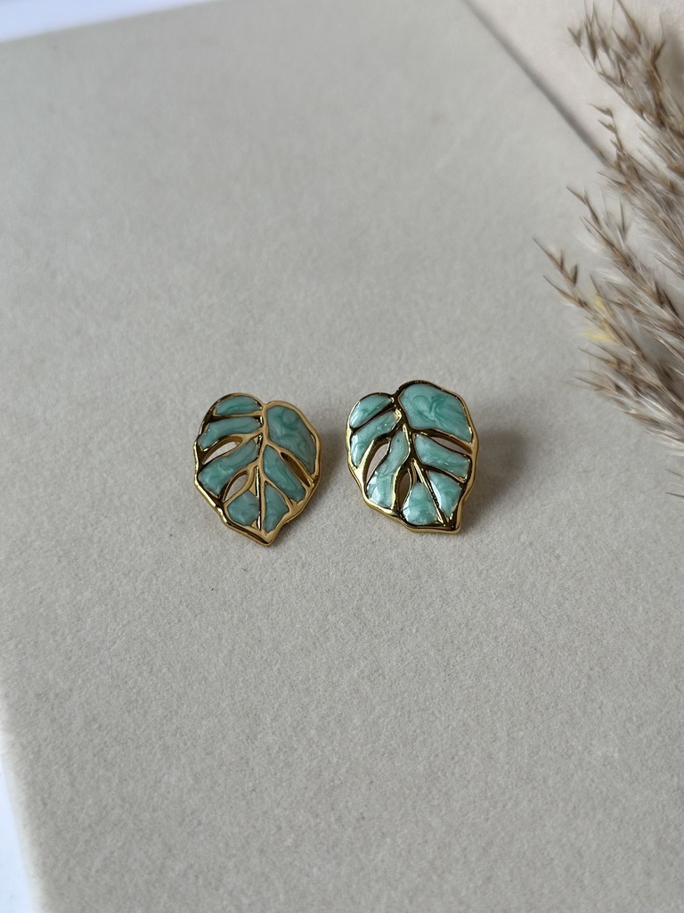 Aqua Leaf Studs